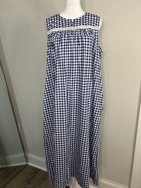 croft & barrow Navy and White Gingham Sleeveless Maxi Dress